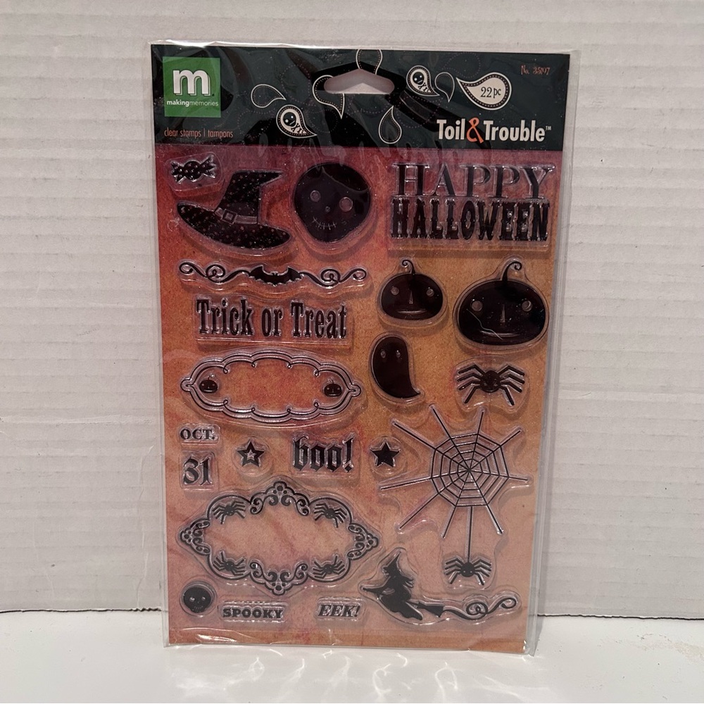 Making Memories TOIL & TROUBLE (Halloween) Clear Stamp Set 22-pc